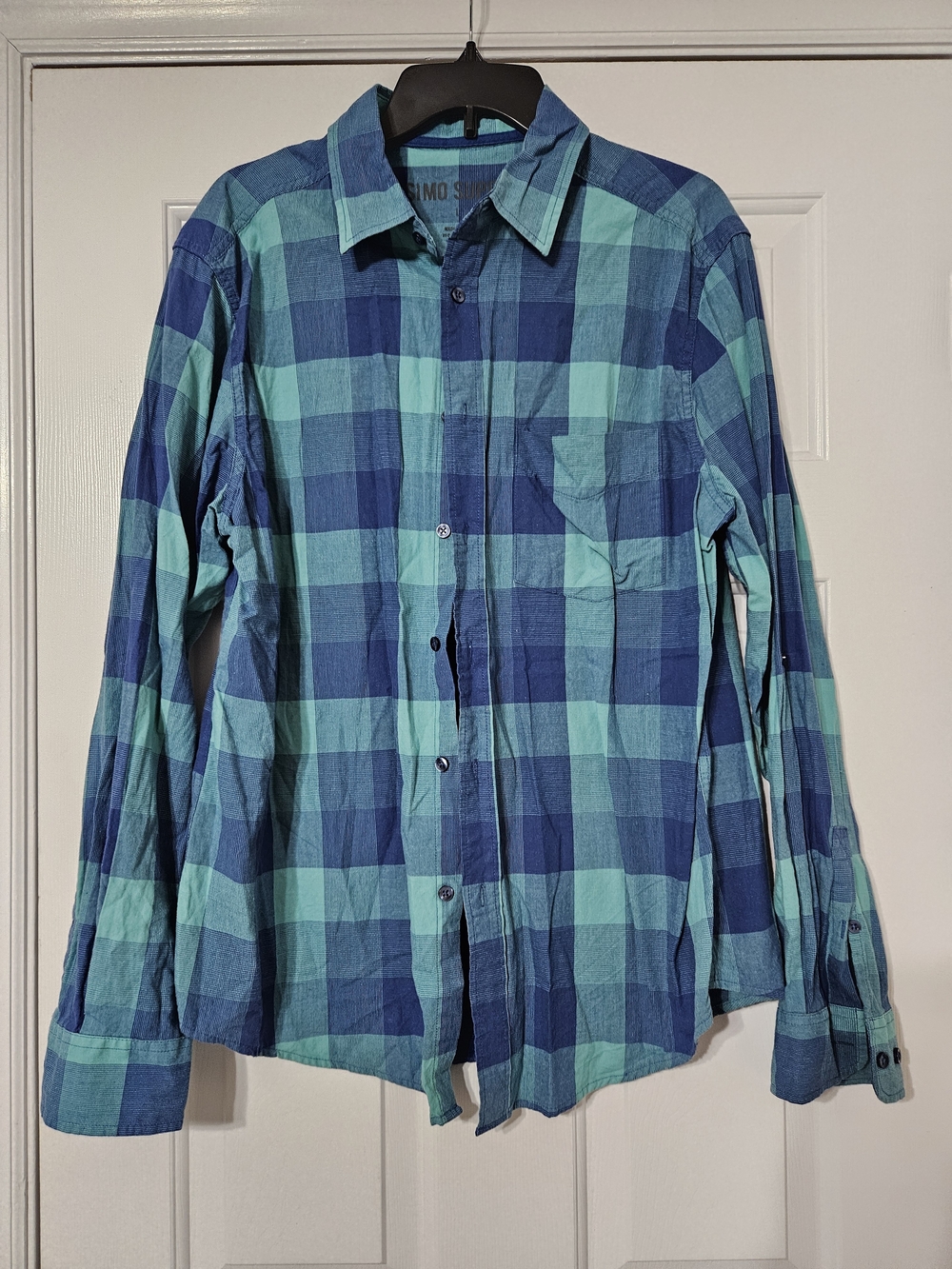 Mossimo Supply Co. Blue & Teal Plaid Button-Down Shirt